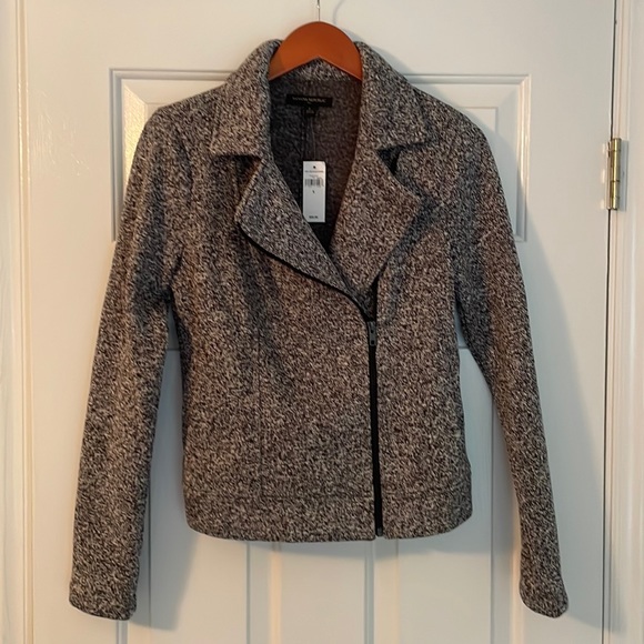 NWT banana republic knit zip up moto jacket XS gray - Picture 1 of 2